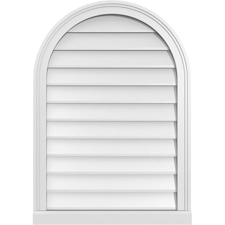 Ekena Millwork Round Top Surface Mount PVC Gable Vent w/ 2"W x 2"P Brickmould Sill Frame, 24"W x 34"H GVPRT24X3403SN